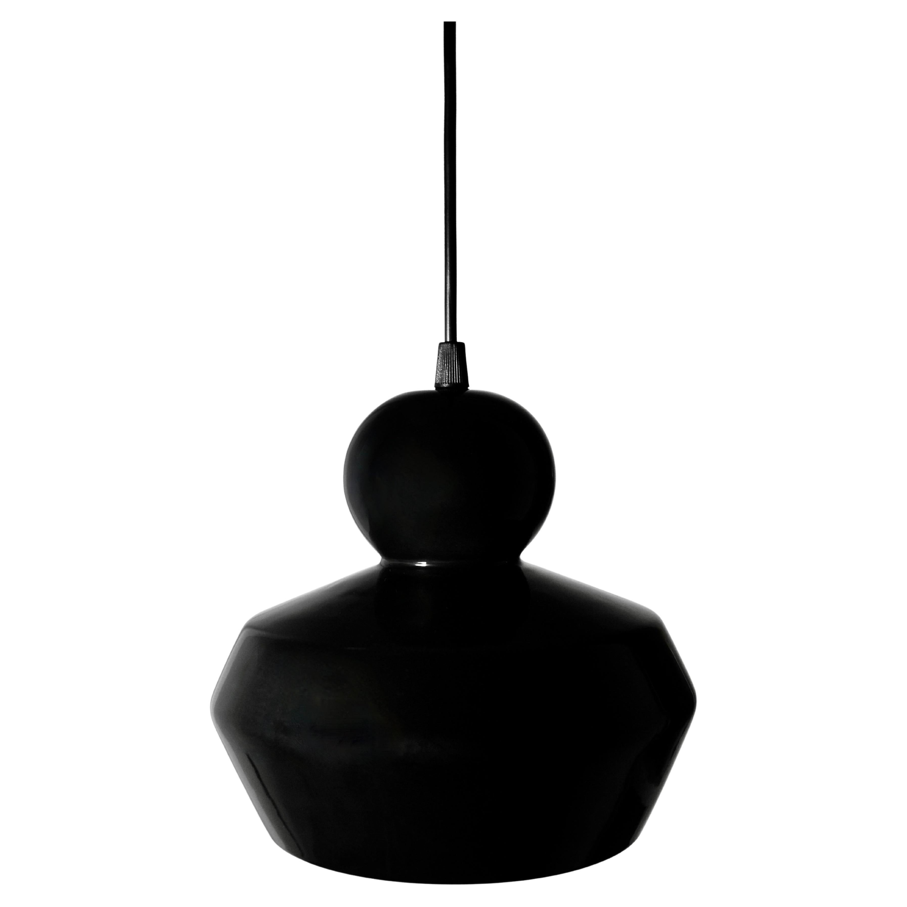 Lampada a sospensione contemporanea in gres nero lucido, design minimalista, LOVER 3.0