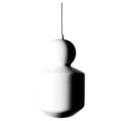 Lampada a sospensione contemporanea in gres bianco lucido, design minimalista, LOVER 1.0