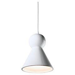 Lampada a sospensione contemporanea in gres bianco lucido, design minimalista, LOVER 2.0