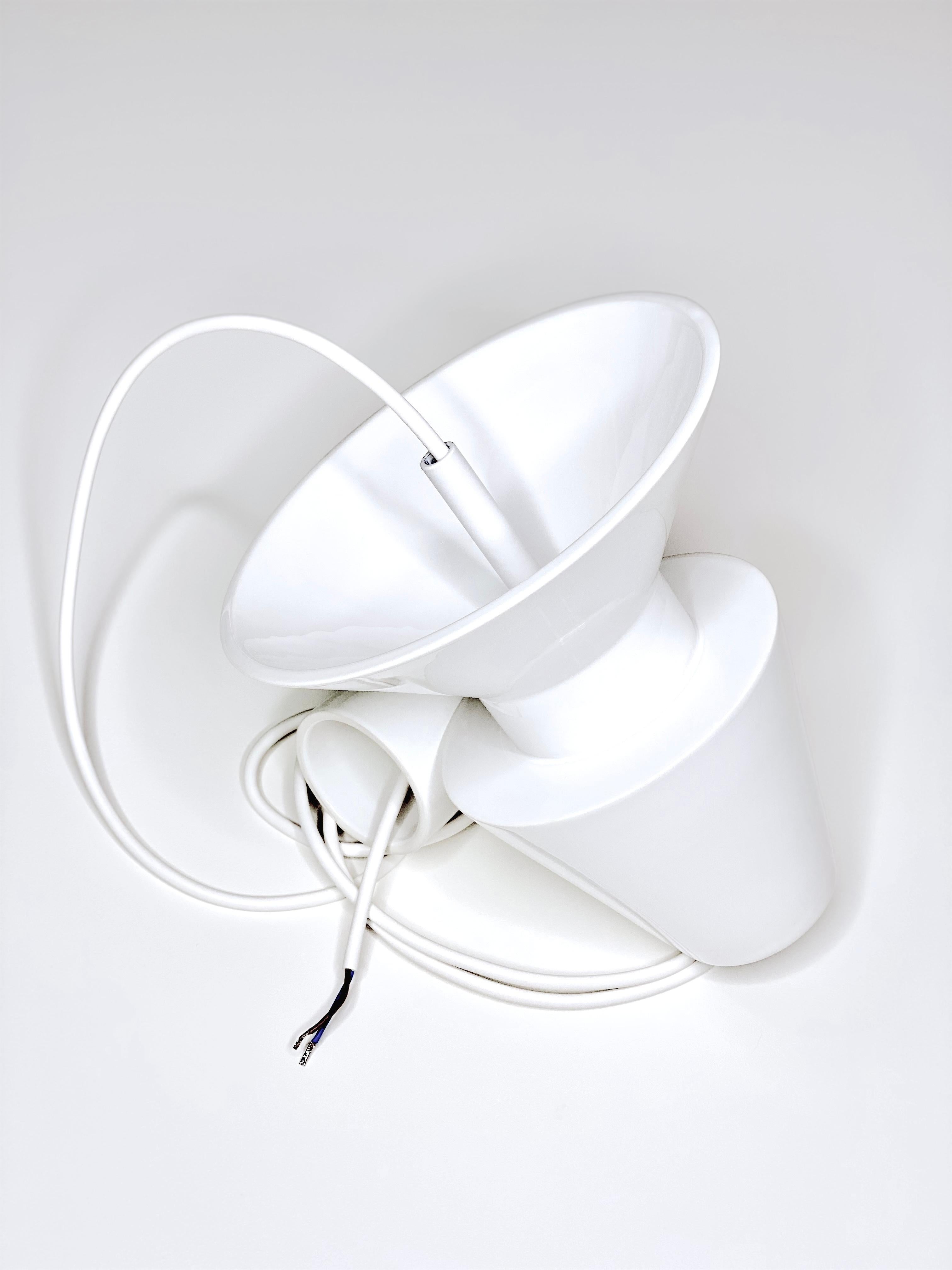 Grès porcellanato Lampada a sospensione contemporanea in gres bianco lucido, design minimalista TWIN 1.2 in vendita