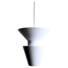 Lampada a sospensione contemporanea in gres bianco lucido, design minimalista TWIN 1.2