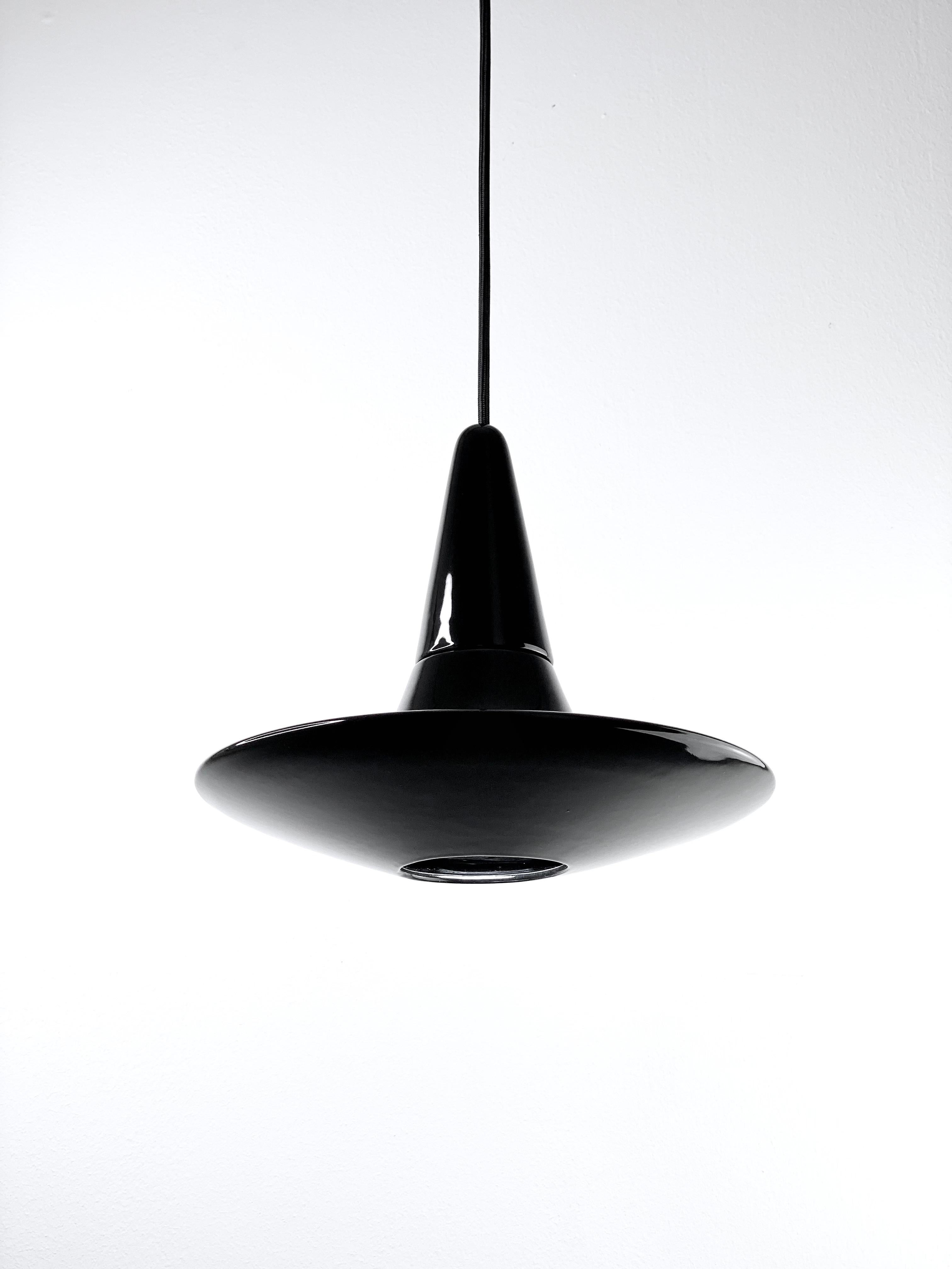 Minimalismo Lampada a sospensione contemporanea in gres nero lucido, design minimalista, SML3 in vendita