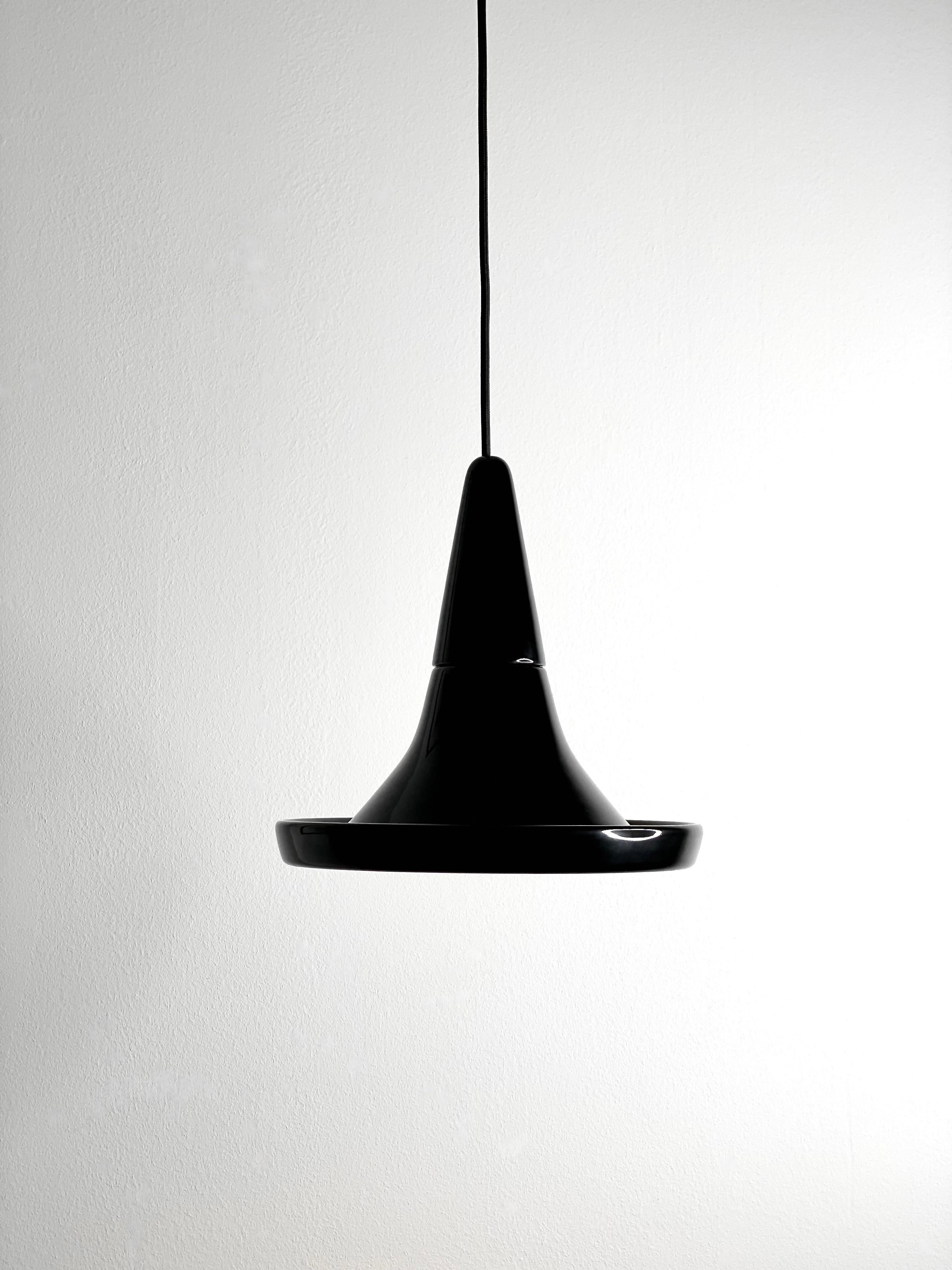 Lampada a sospensione contemporanea in gres nero lucido, design minimalista, SML4 in vendita 7