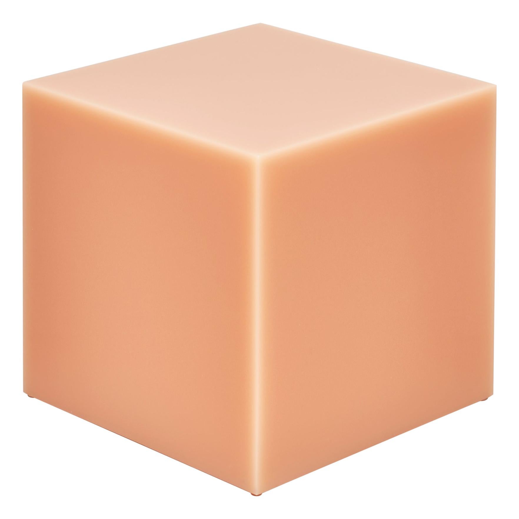 Contemporary Resin Side Table Bedside Table, Sabine Marcelis Candy Cube, Peach