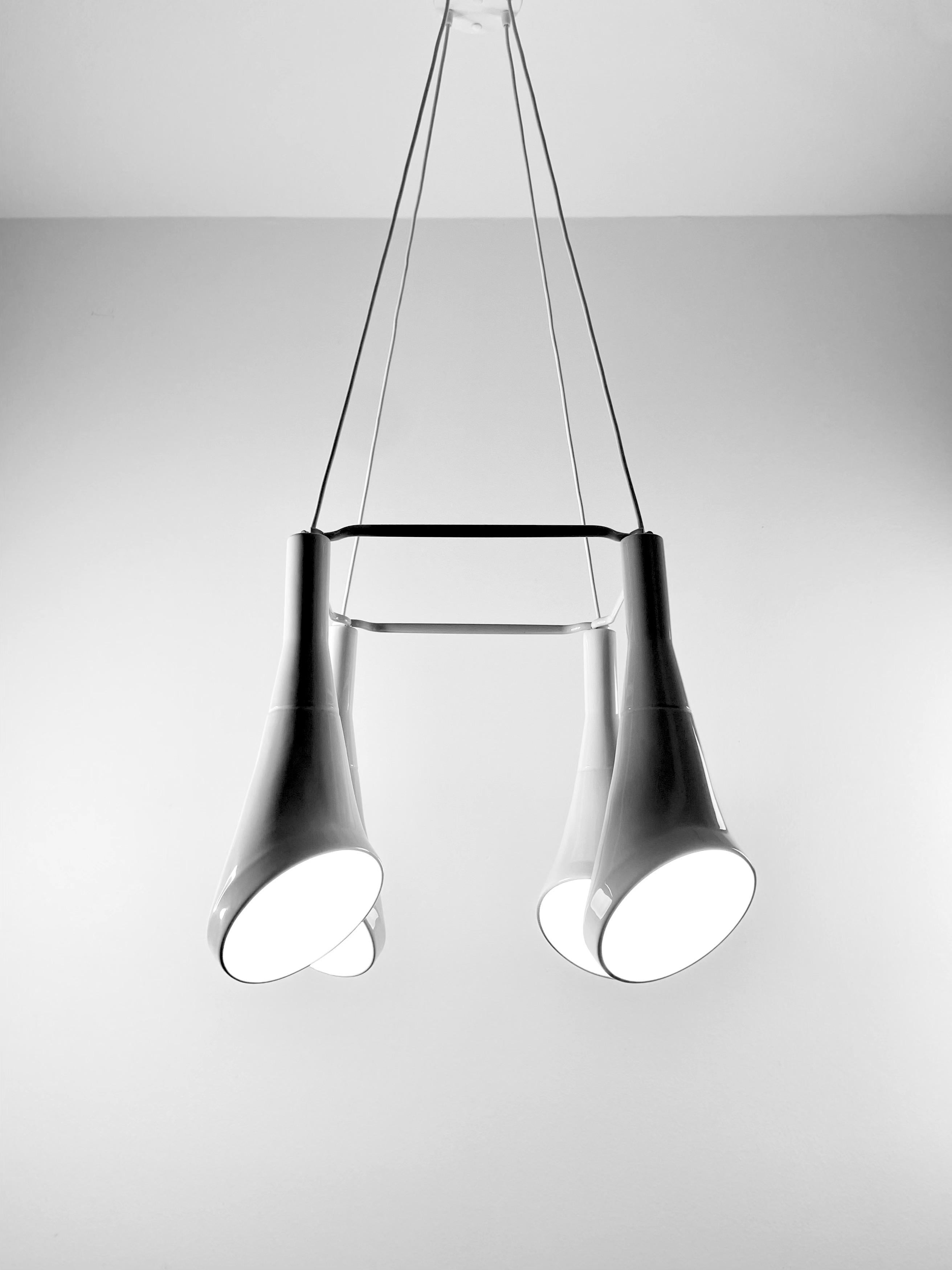 Lampadario contemporaneo in gres bianco lucido, design minimalista, WHITE NOISE in vendita 4