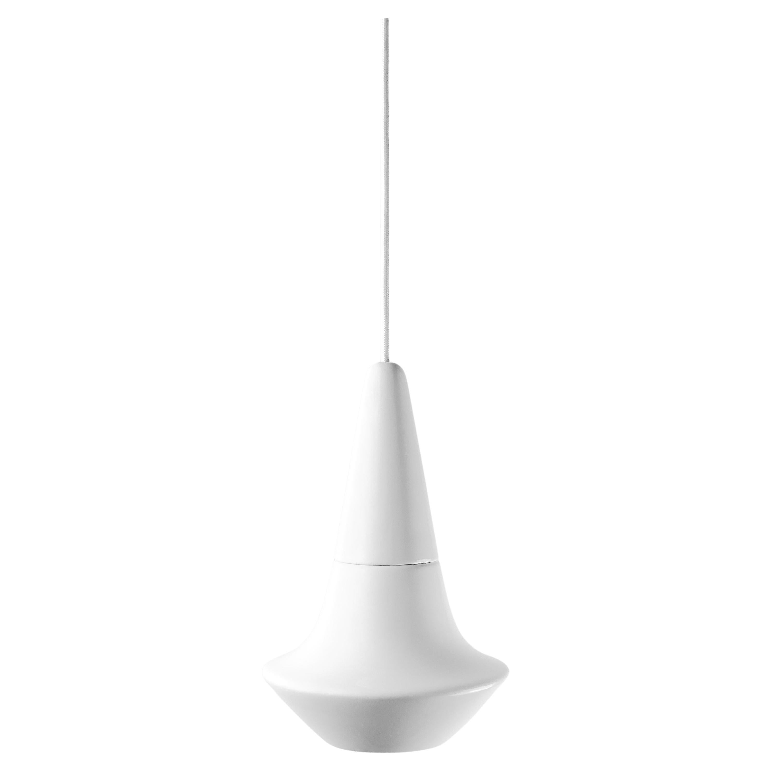 Lampada a sospensione contemporanea in gres bianco lucido, design minimalista, SML1