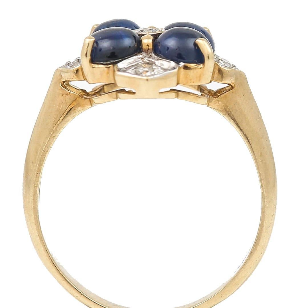 Contemporary Gold and Cabochon Sapphire and Diamond Cluster Ring, Circa 2006 For Sale 6