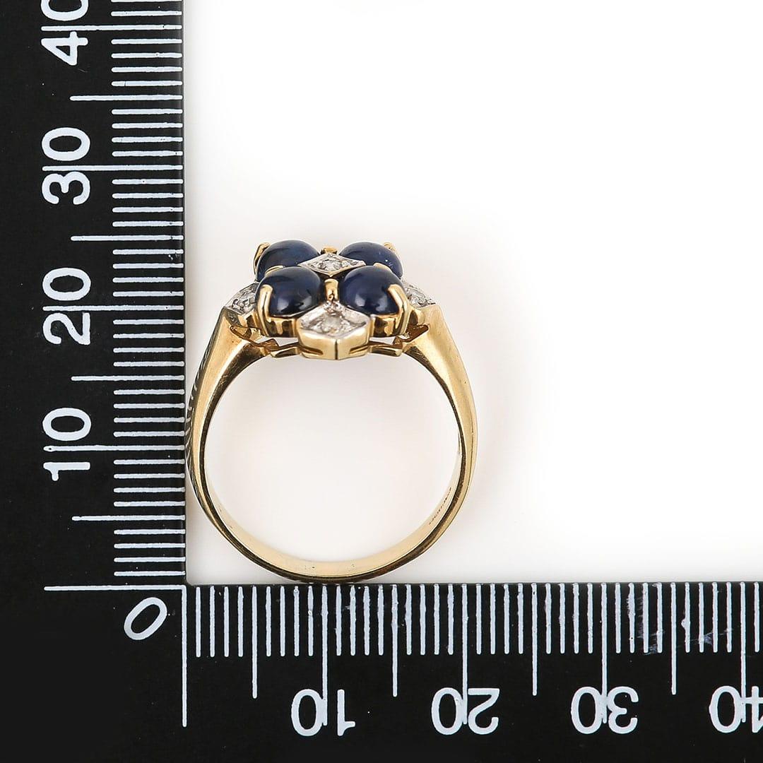 Contemporary Gold and Cabochon Sapphire and Diamond Cluster Ring, Circa 2006 For Sale 8