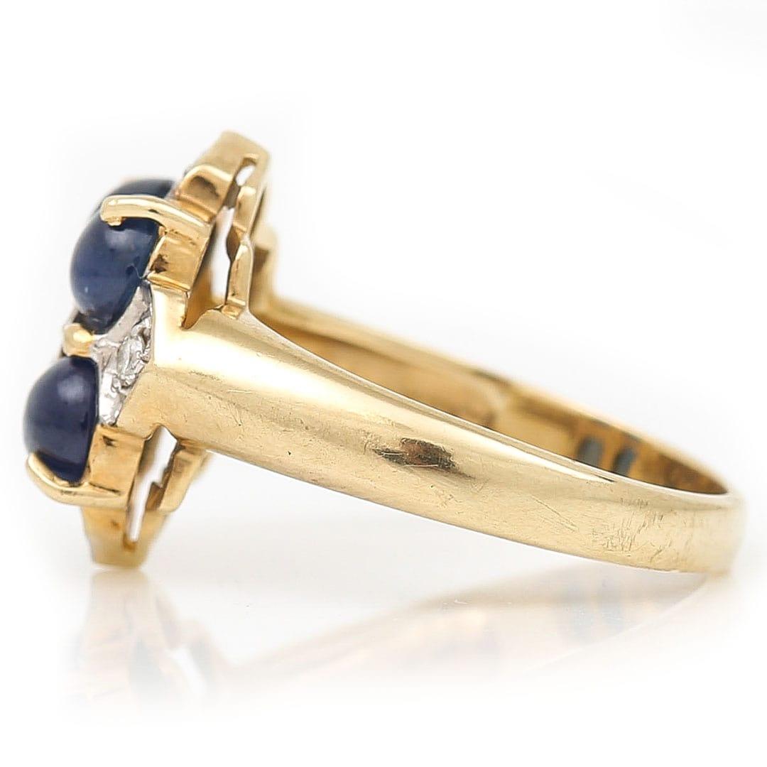 Men's Contemporary Gold and Cabochon Sapphire and Diamond Cluster Ring, Circa 2006 For Sale