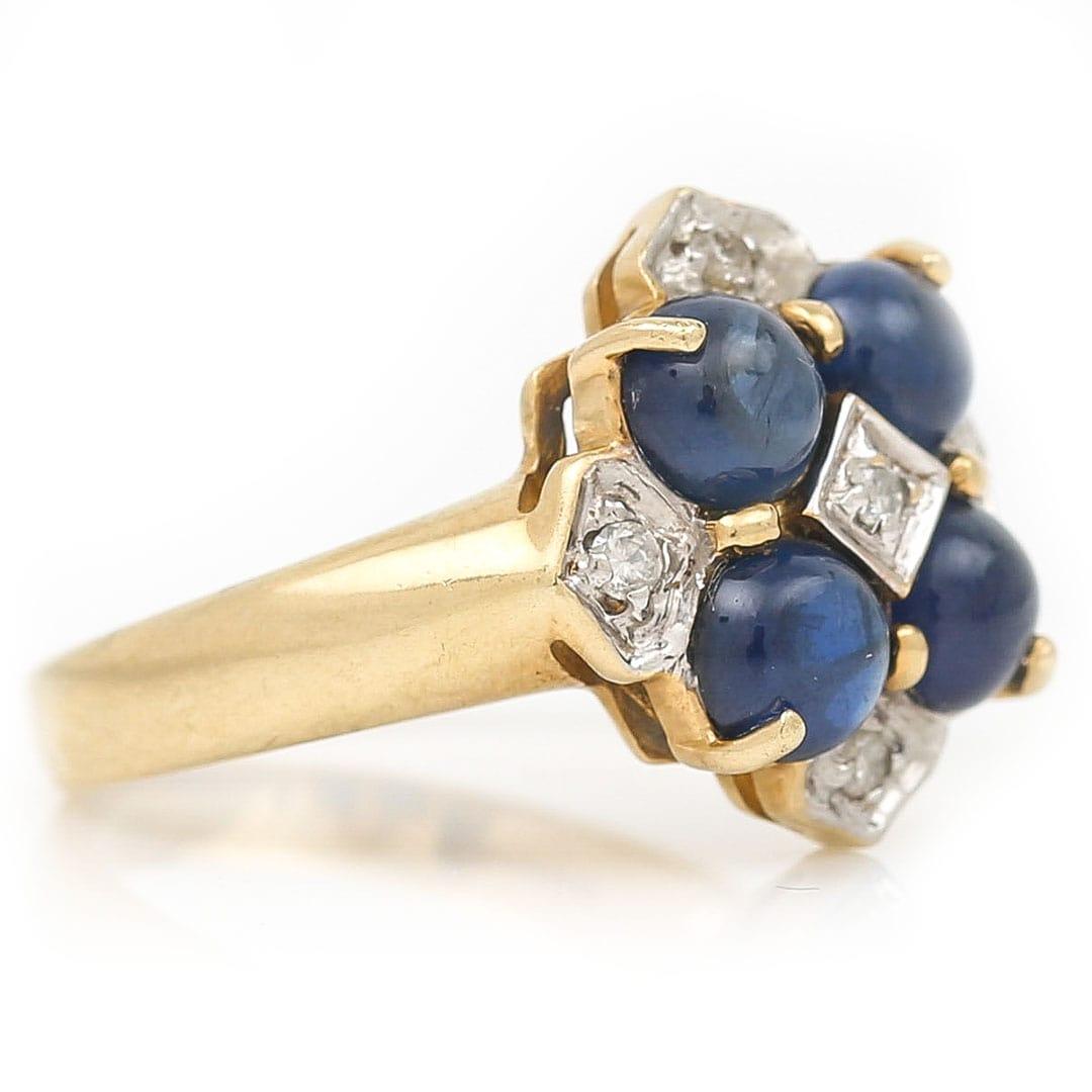 Contemporary Gold and Cabochon Sapphire and Diamond Cluster Ring, Circa 2006 For Sale 1