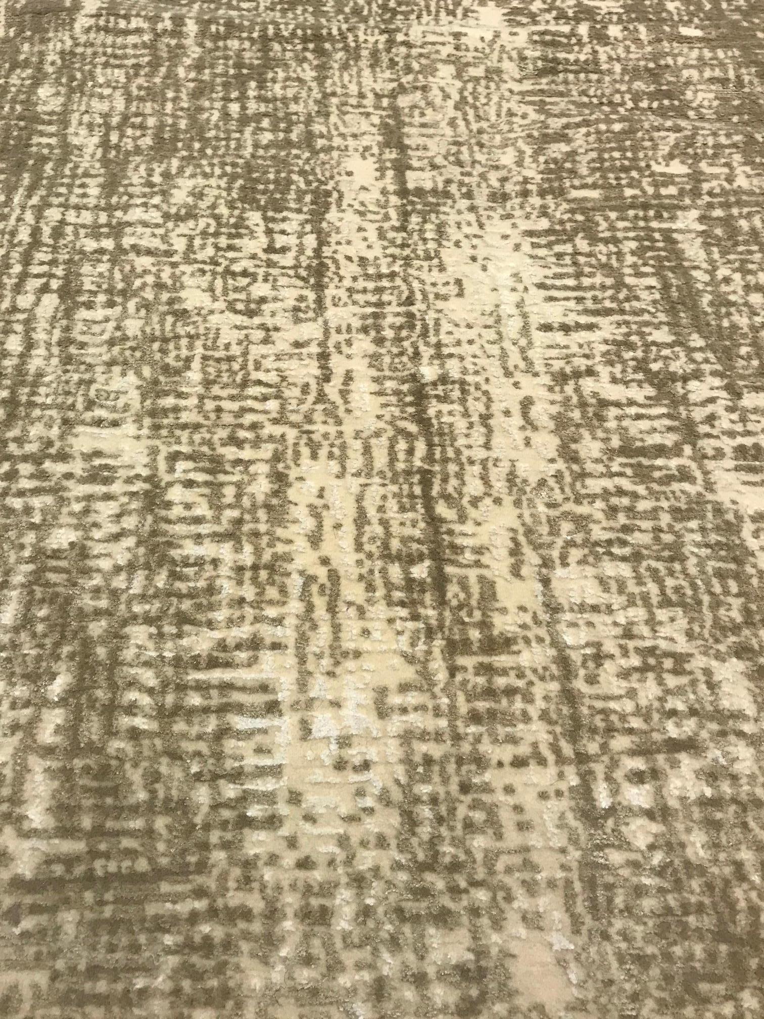Contemporary gold, beige, handmade wool and silk rug by Doris Leslie Blau
Size: 13'0