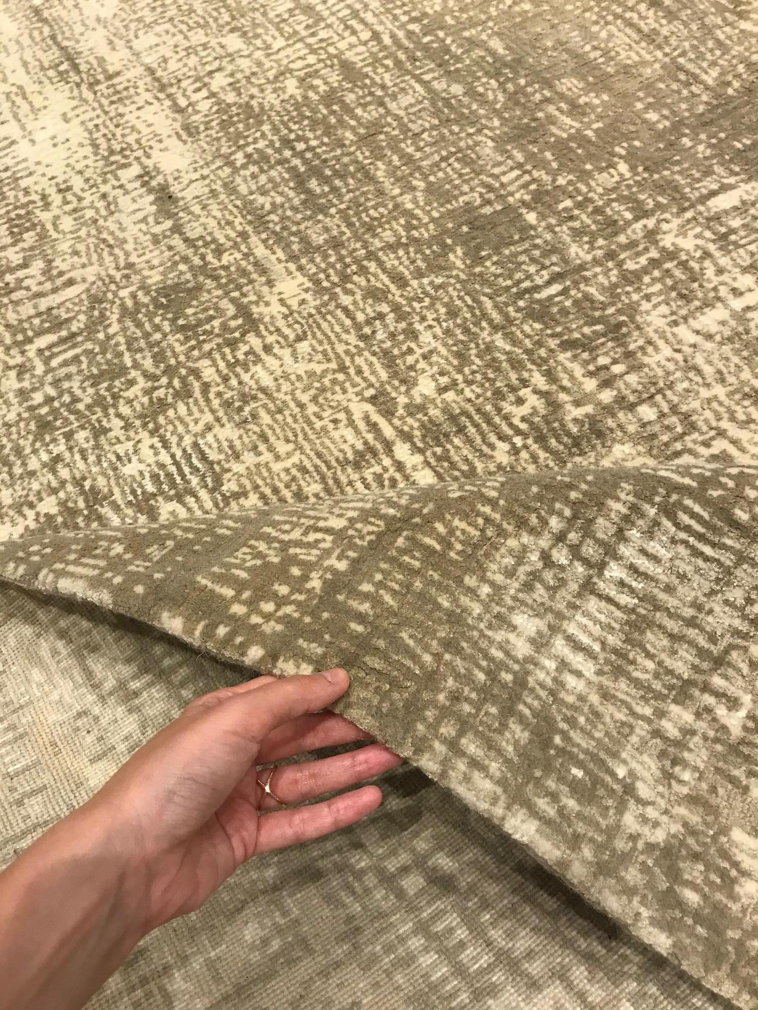 Modern Contemporary Gold, Beige, Handmade Wool and Silk Rug by Doris Leslie Blau For Sale