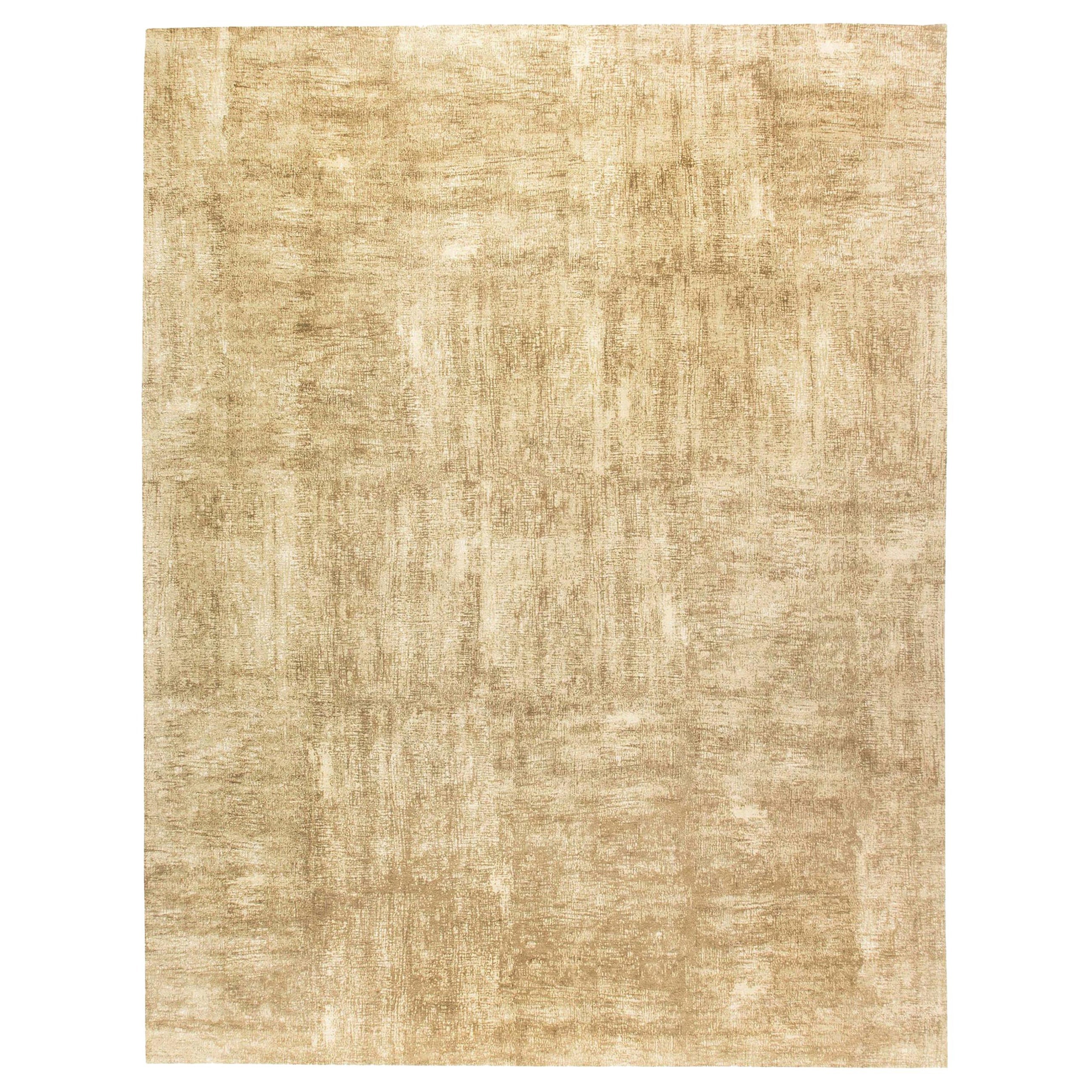 Contemporary Gold, Beige, Handmade Wool and Silk Rug by Doris Leslie Blau For Sale