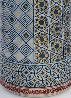 Gold Blue Porcelain Vase by Japanese Contemporary Master Artist