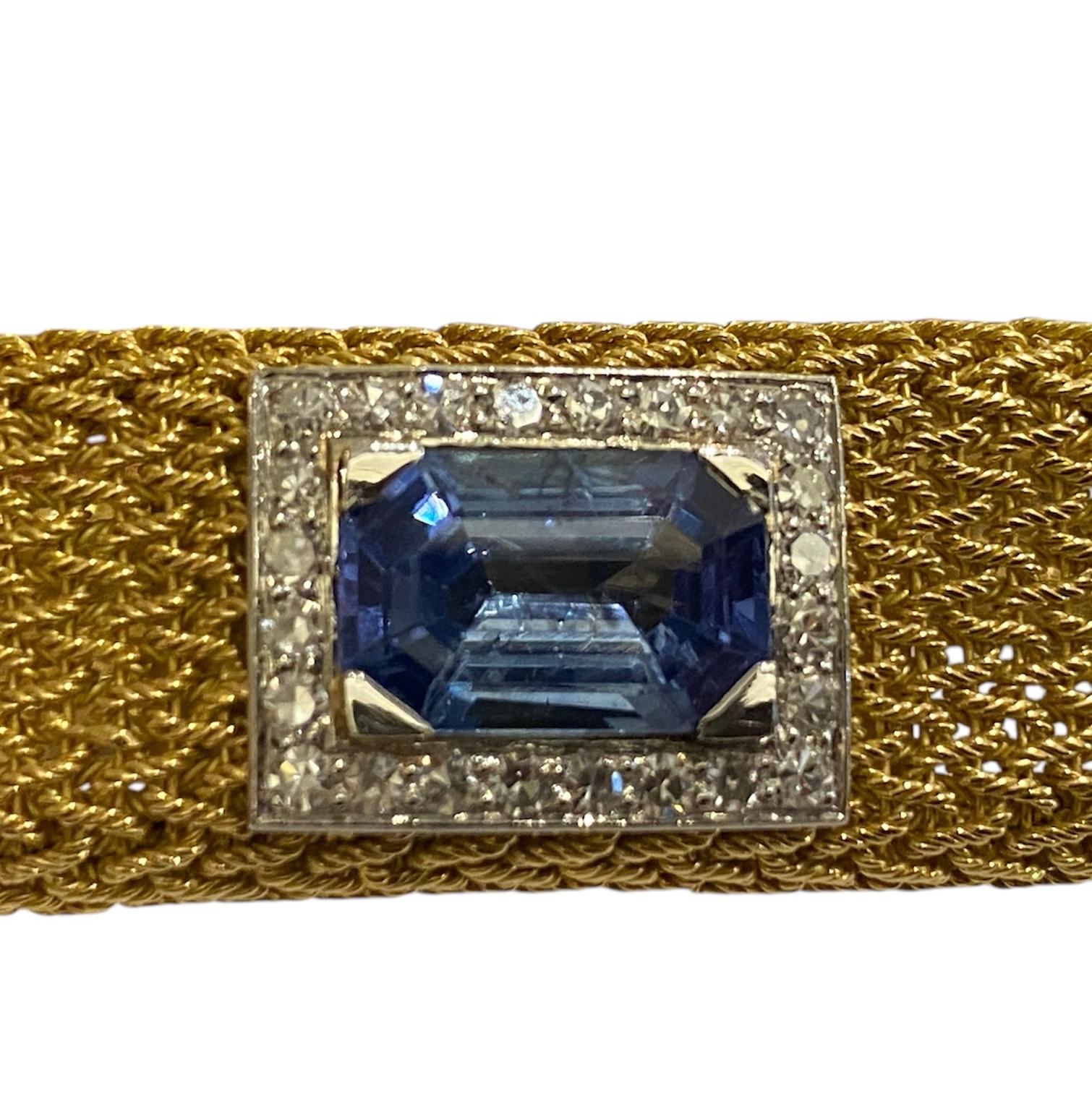Contemporary Goldarmband mit Diamanten und Ceylon-Saphiren im Angebot 2
