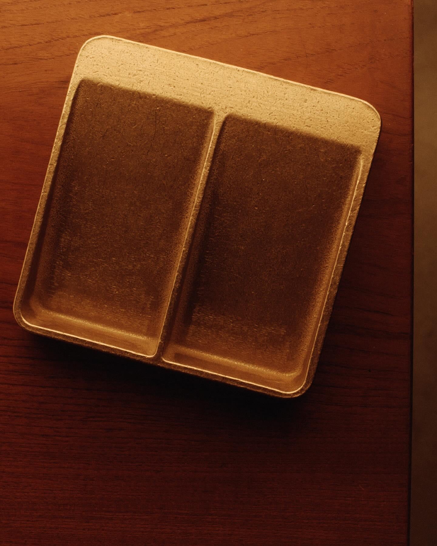 Modern Contemporary Gold Bronze Dish Vide Poche Square by Henry Wilson For Sale