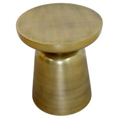 Contemporary Gold Brushed Aluminum Side End Table or Stool Round