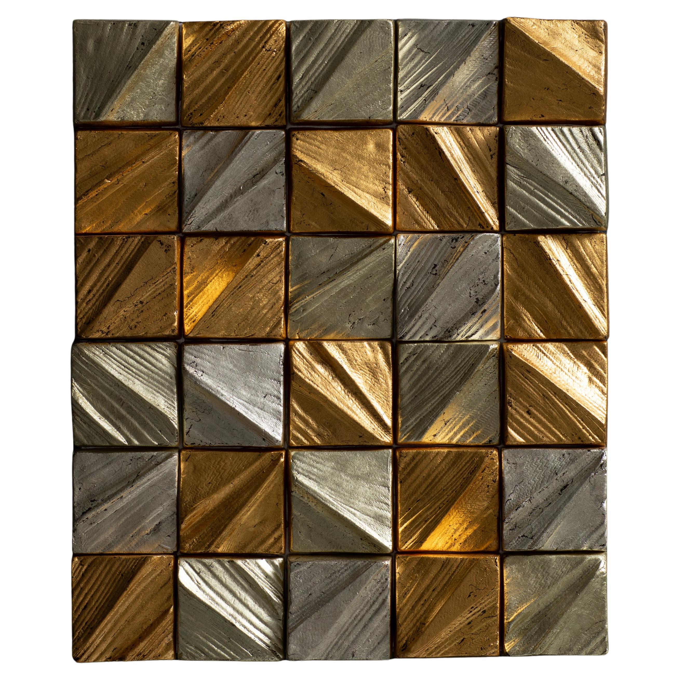 Contemporary Gold Ceramic Wall Sculpture by Marie Beckman