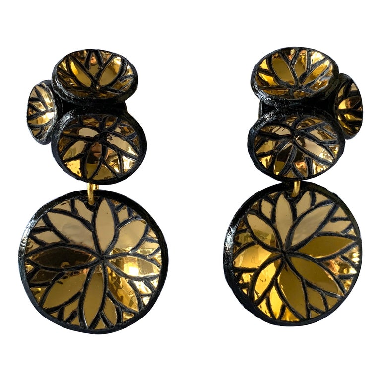 Contemporary Gold Disk Statement Earrings at 1stDibs