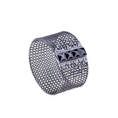 Pulsera Contemporánea de Malla de Oro Negro con Rutenio y Diamantes