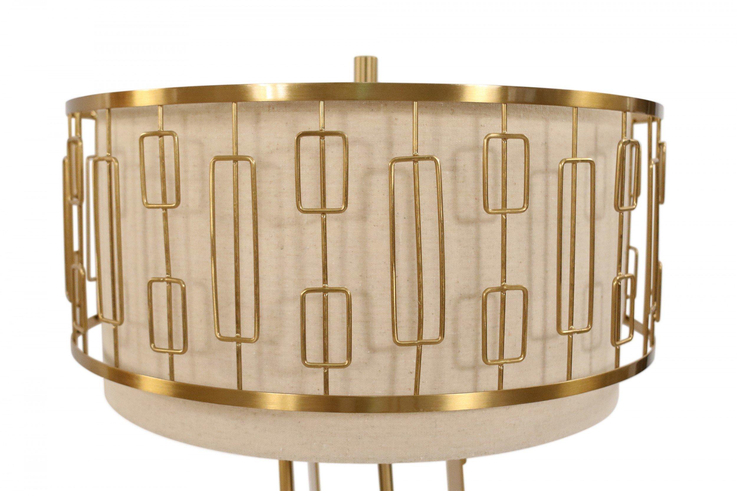 American Contemporary Gold Metal Geometric Design Table Lamp For Sale