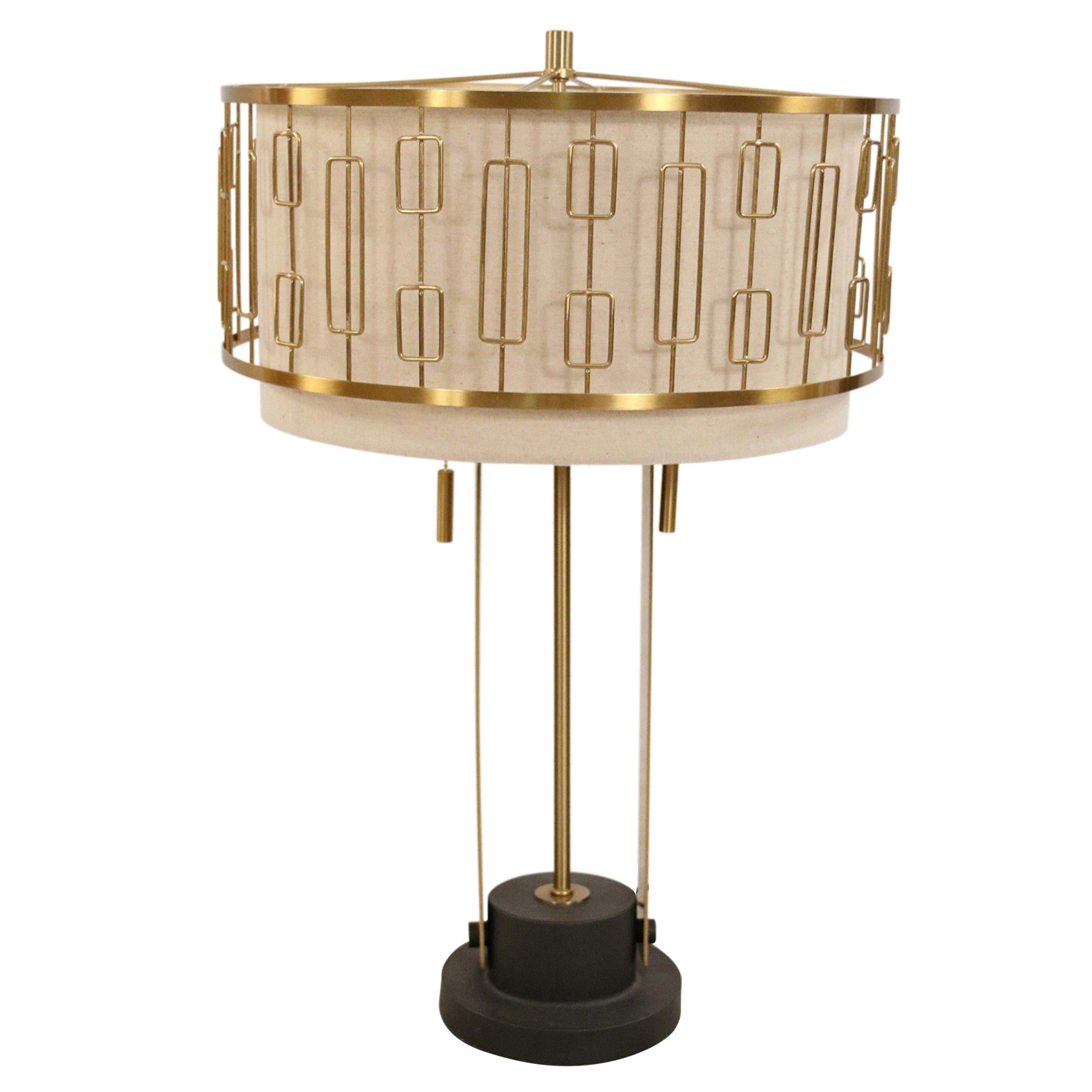 Lámpara de Sobremesa Contemporánea de Metal Dorado y Diseño Geométrico