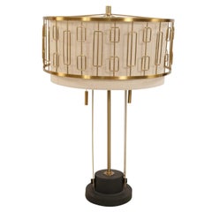 Lampe de bureau contemporaine à motifs géométriques en métal doré