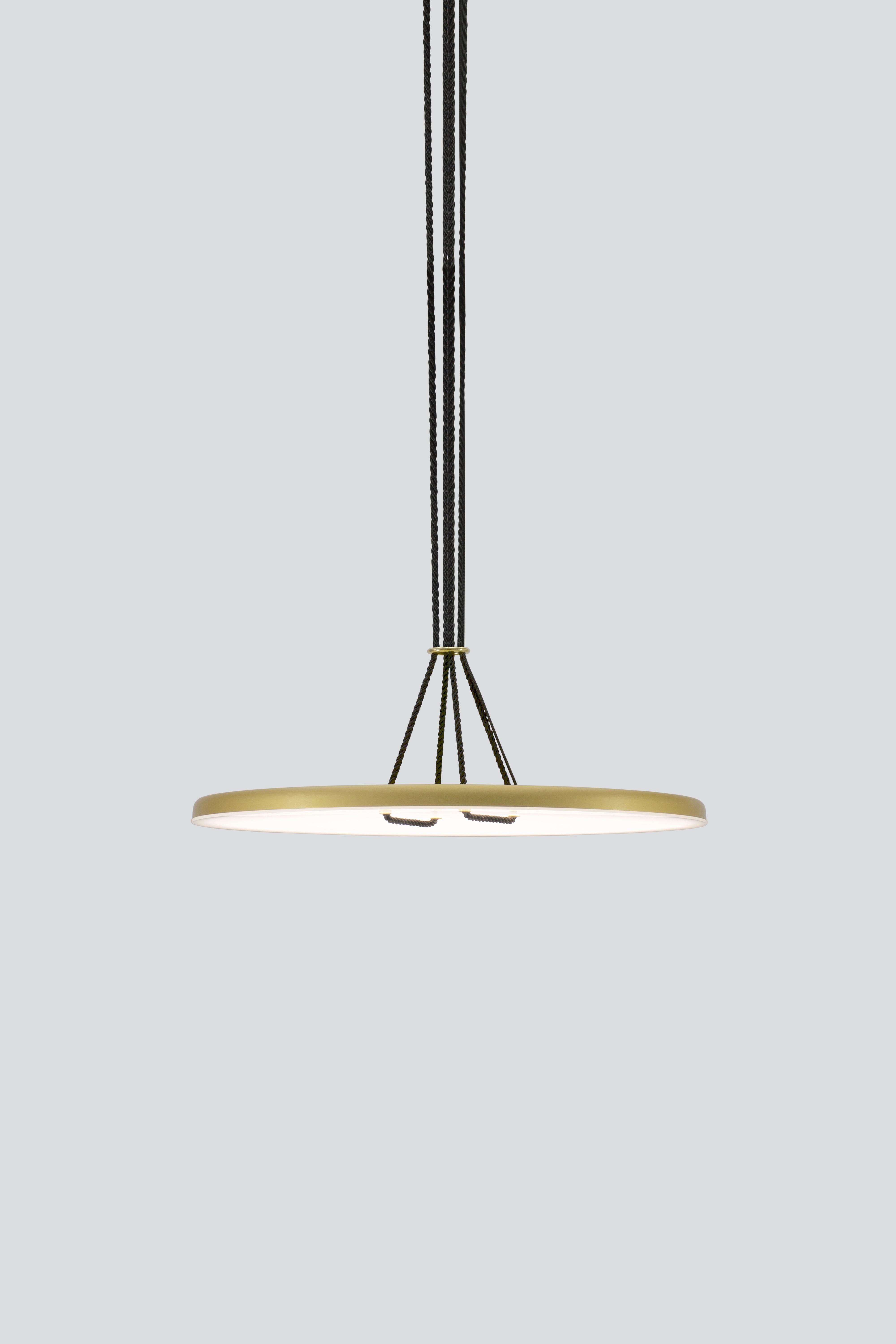 Aluminum Contemporary Gold Pendant Lamp 'Button' For Sale