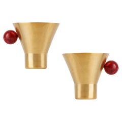 Contemporary Gold Plated Red Stone Cone Cup Handcrafted Italy by Natalia Criado