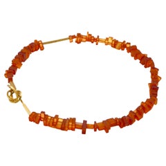 Contemporary Gold Plated Silver Amber Necklace