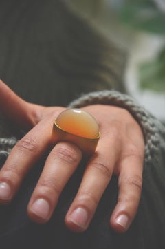 Contemporary Gold Plated Silver Moonstone Cocktail Ring