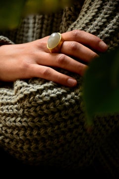 Contemporary Gold Plated Silver Moonstone Cocktail Ring