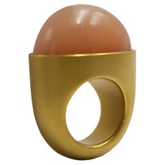 Contemporary Gold Plated Silver Moonstone Cocktail Ring