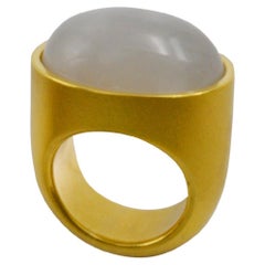 Contemporary Gold Plated Silver Moonstone Cocktail Ring