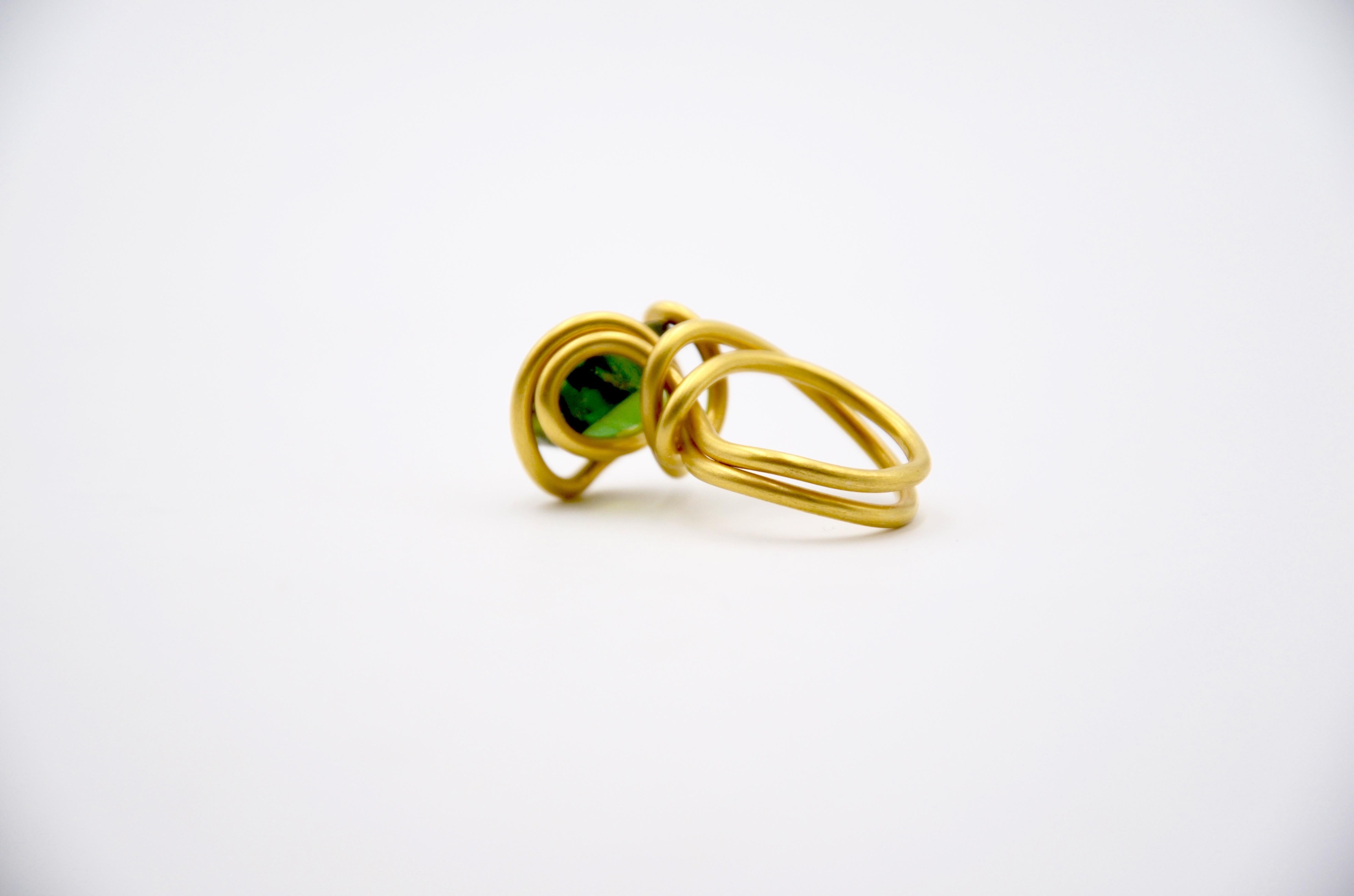Contemporary Gold Plated Silver Rose Tourmaline Cocktail Ring For Sale 12