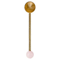 Contemporary Gold Plated Spoon Pink Quartz Stone Handcrafted Natalia Criado