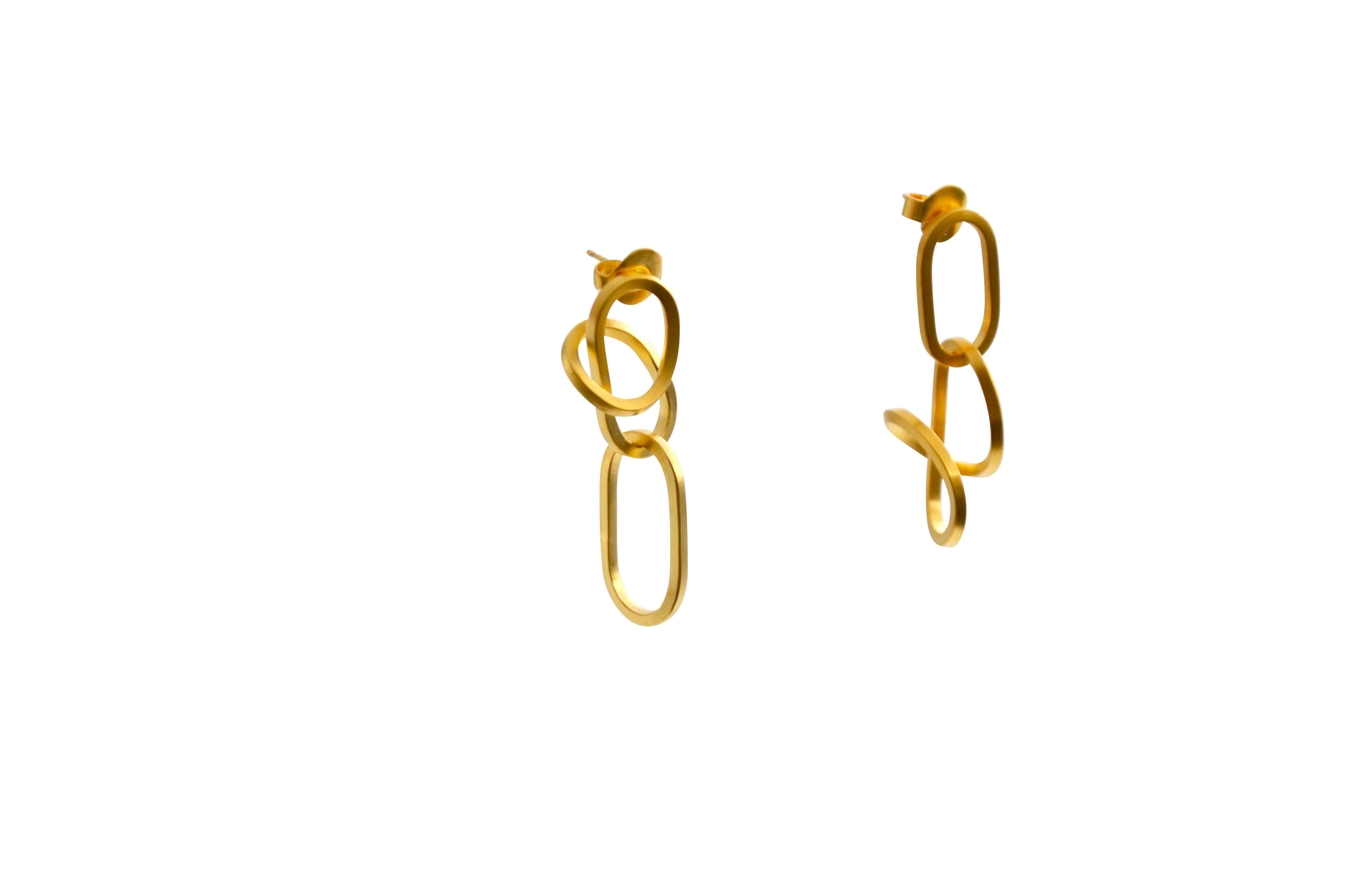 Women's or Men's Contemporary Gold plated Sterling Silver Earrings For Sale