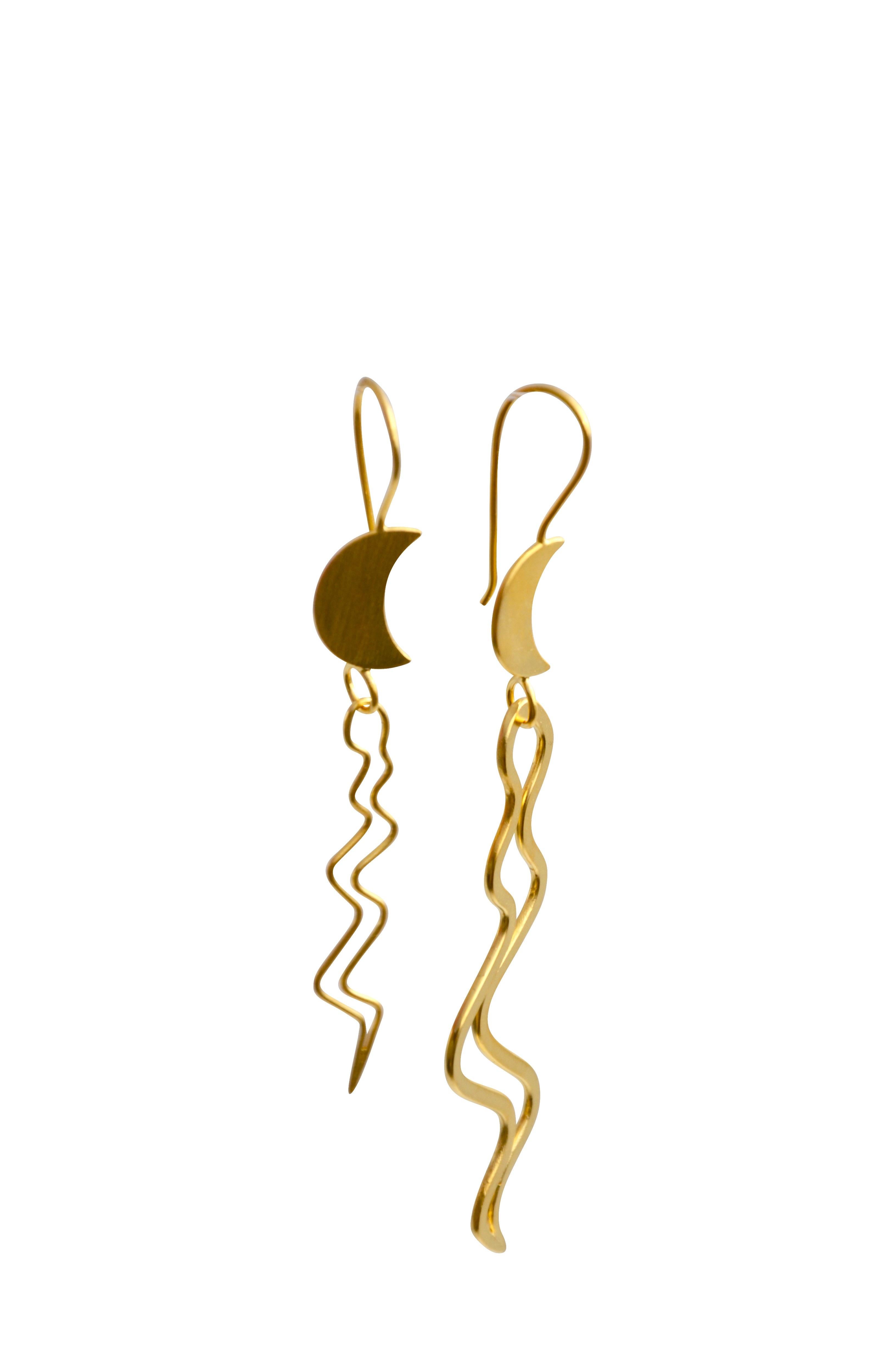 Women's or Men's Contemporary Gold Plated Sterling Silver Earrings For Sale