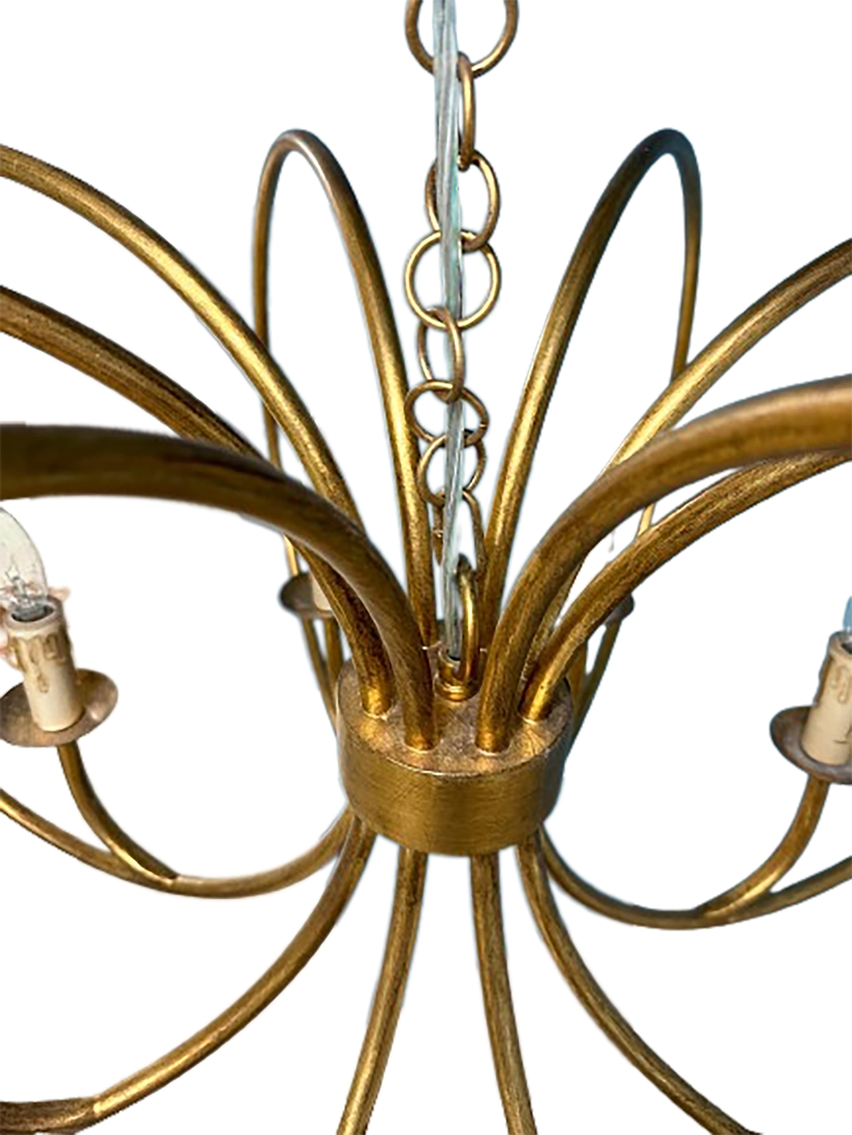 Metal Contemporary Gold Ring Chandelier  For Sale