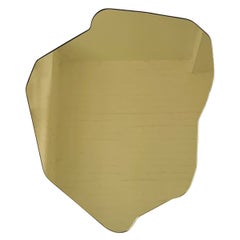 Contemporary Gold Tinted Freeform Illuminated Mirror with Brass Frame