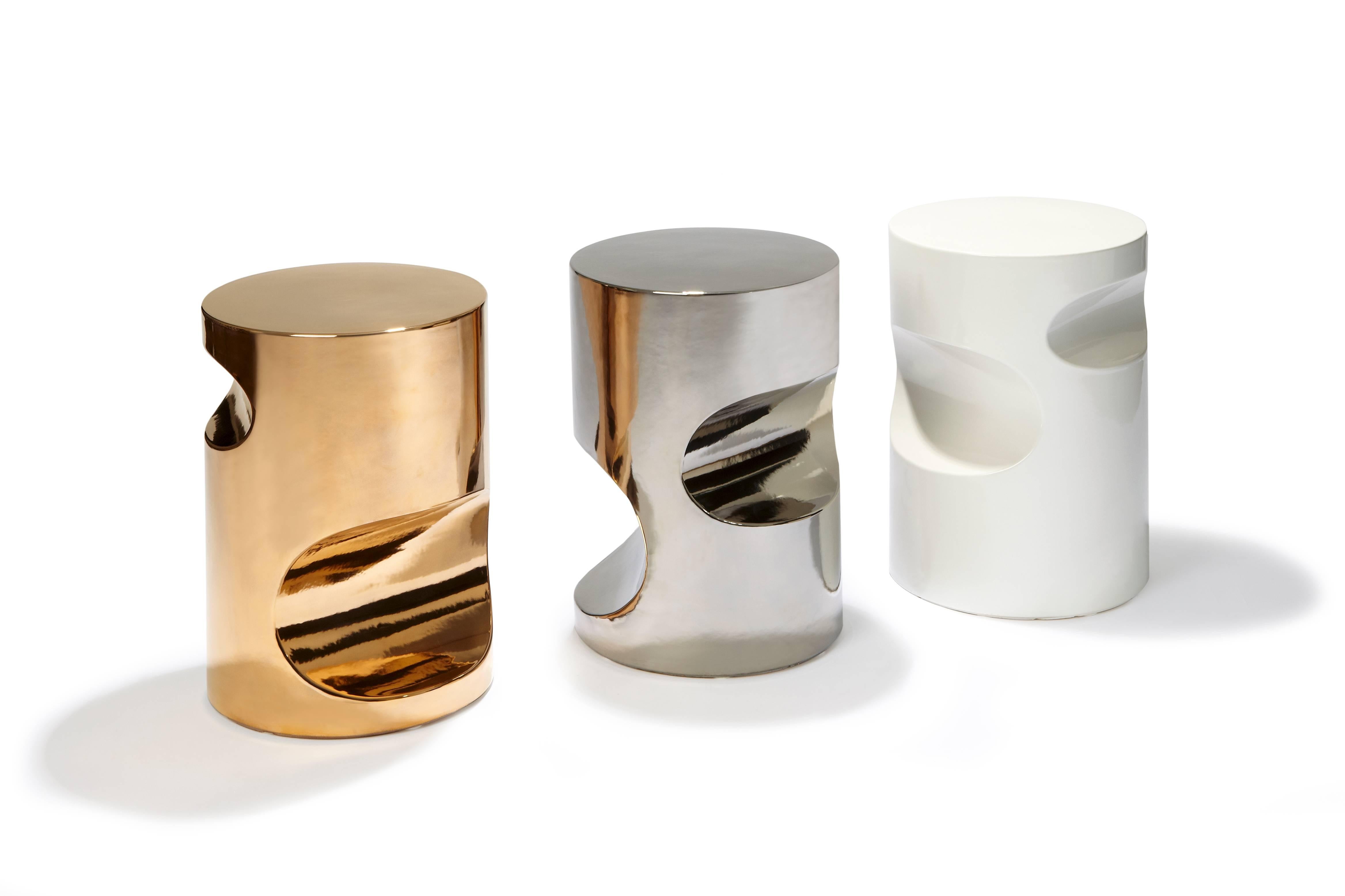 Tabouret contemporain en céramique dorée par Hervé Langlais Neuf - En vente à Paris, FR