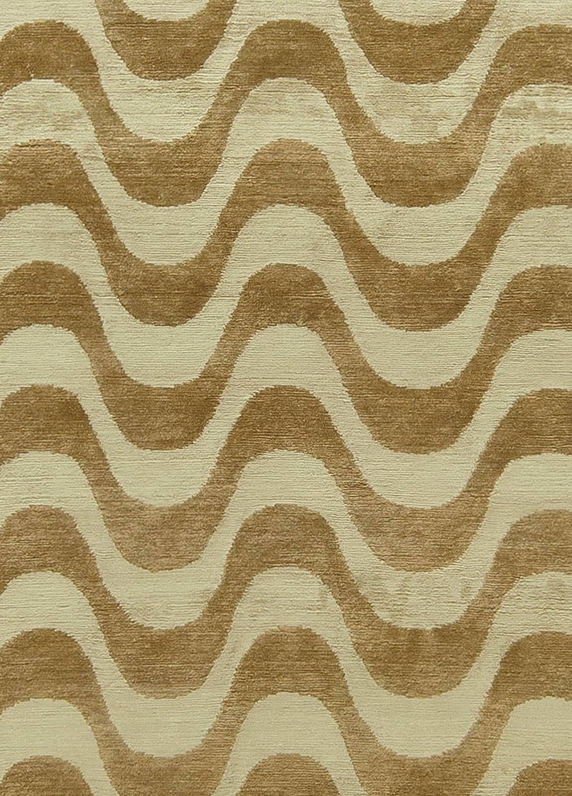 Contemporary gold waves design handmade wool and silk rug by Doris Leslie Blau.
Size: 9'0