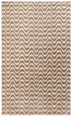 Contemporary Gold Waves Design Handmade Wool and Silk Rug by Doris Leslie Blau