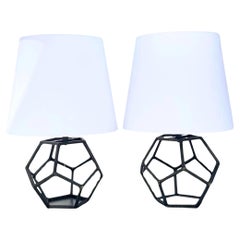 Contemporary Gold Weld Frame Lamps - a Pair