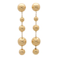 Contemporary Golden Ball Drop Earrings in 18k Yellow Gold