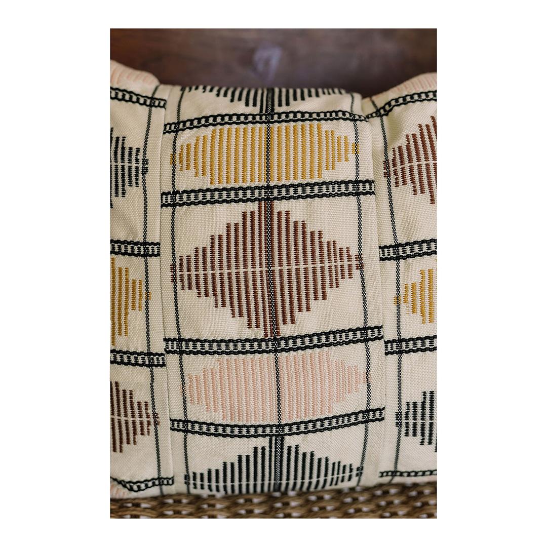 Bauhaus Contemporary Ethnic Cushion Handwoven Cotton Decorative Kente Earth