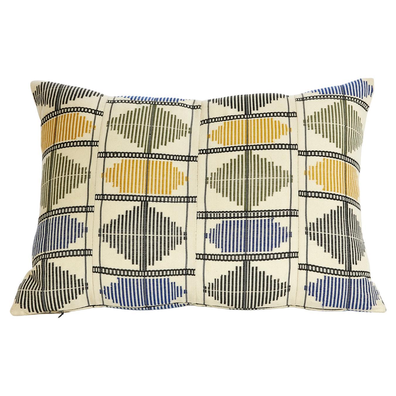 Contemporary Golden Editions Cushion Handwoven Cotton Decorative Kente Indigo
