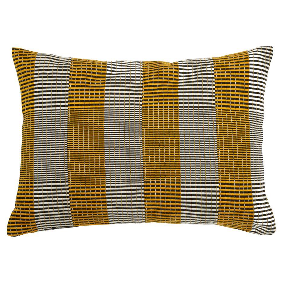 Contemporary Ethnic Cushion Handwoven Cotton Kente Ochre