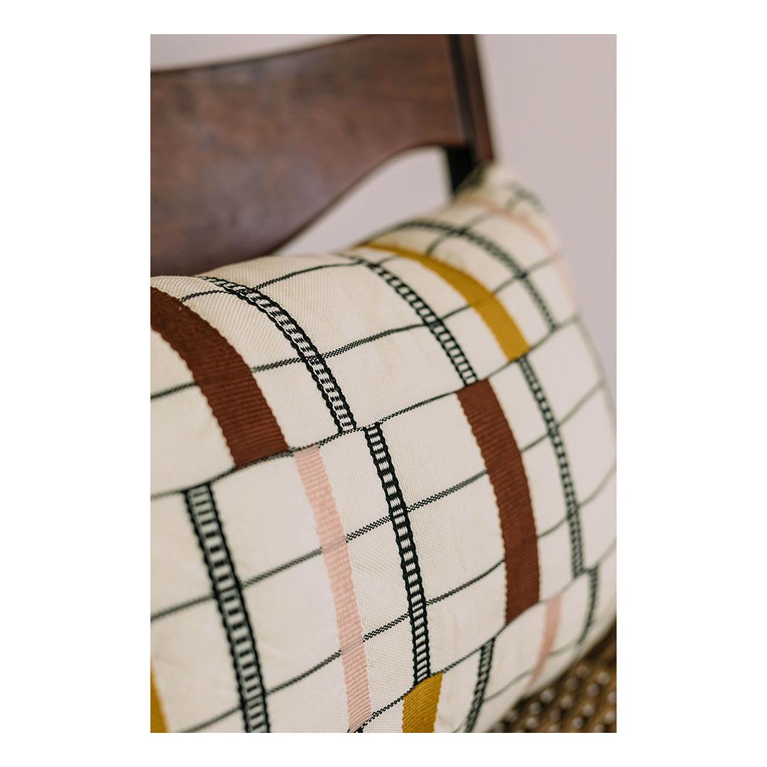 Hand-Woven Contemporary Golden Editions Cushion Handwoven Cotton Striped Kente Earth Ochre