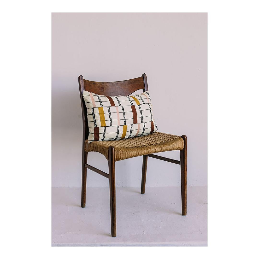Contemporary Golden Editions Cushion Handwoven Cotton Striped Kente Earth Ochre 1